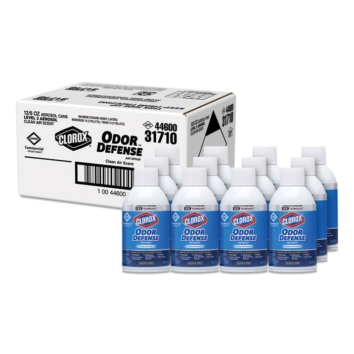 Commercial Solutions Odor Defense, Wall Mount Refill, Clean Air, 6 oz Aerosol Spray, 12/Carton