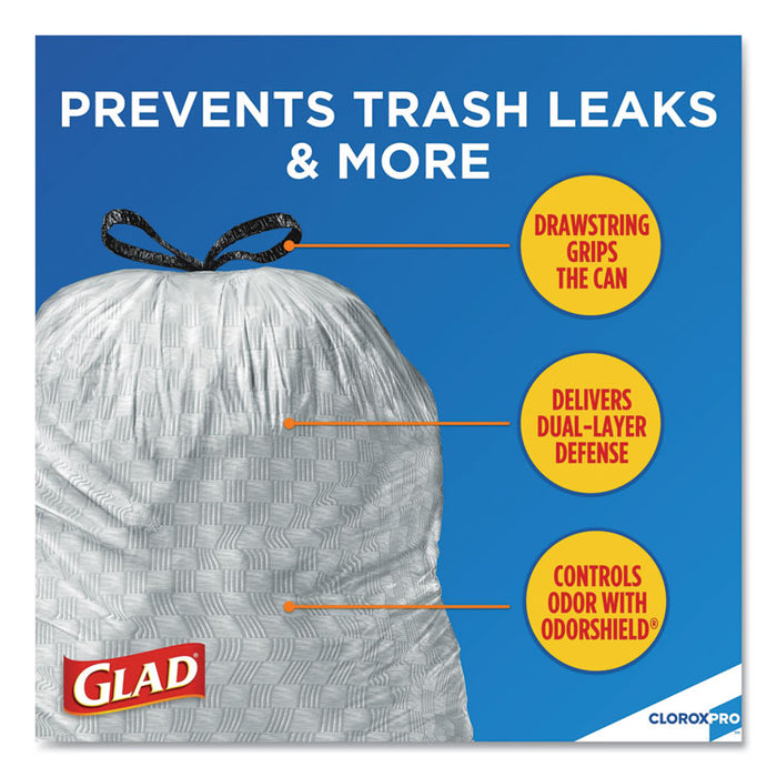 Tall Kitchen Drawstring Trash Bags, 13 gal, 0.72 mil, 24" x 27.38", Gray, 400/Carton