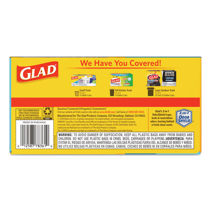 OdorShield Tall Kitchen Drawstring Bags, 13 gal, 0.78 mil, 24" x 27.38", White, 240/Carton