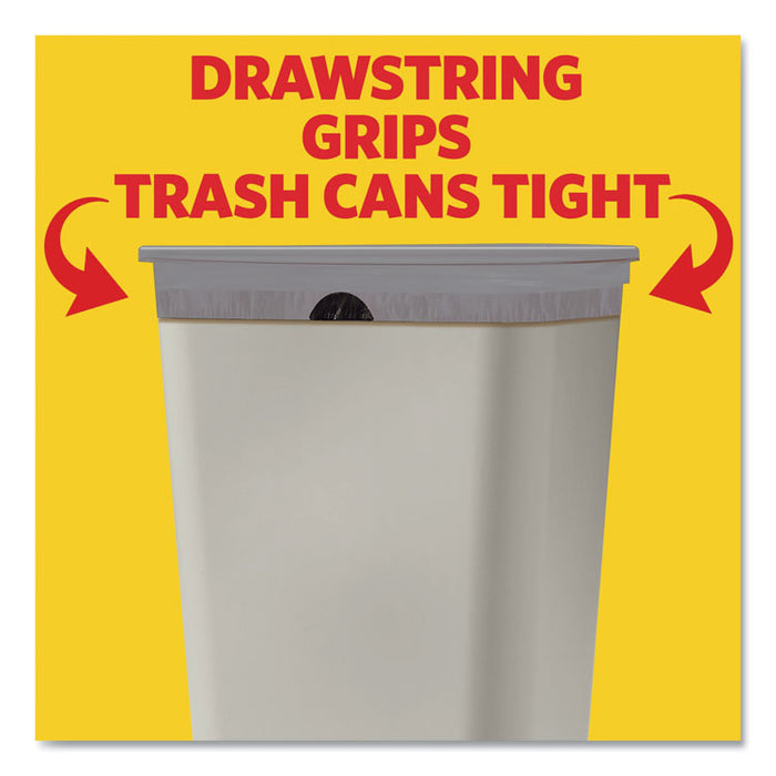 ForceFlexPlus OdorShield Tall Kitchen Drawstring Trash Bags, 13 gal, 0.96 mil, 24" x 28", White, 168/Carton