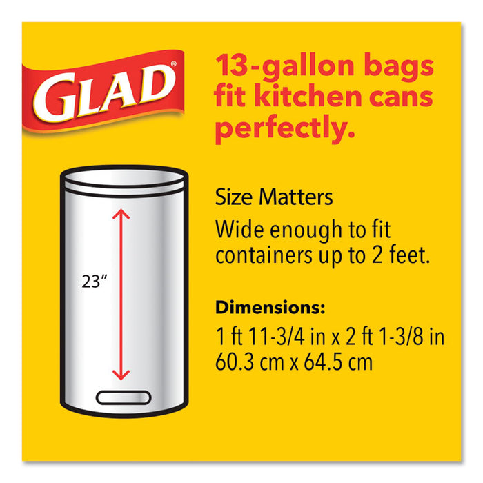 OdorShield Tall Kitchen Drawstring Bags, 13 gal, 0.95 mil, 24" x 27.38", White, 80/Box