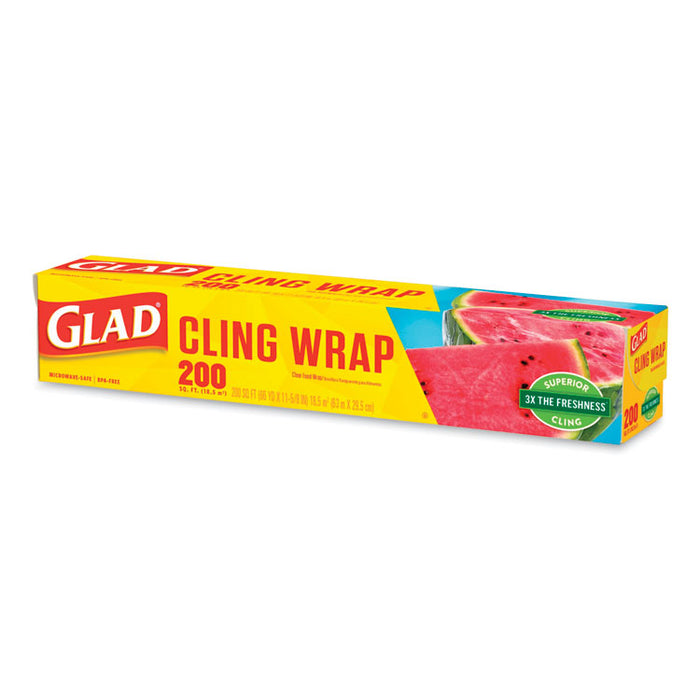 ClingWrap Plastic Wrap, 200 Square Foot Roll, Clear, 12/Carton