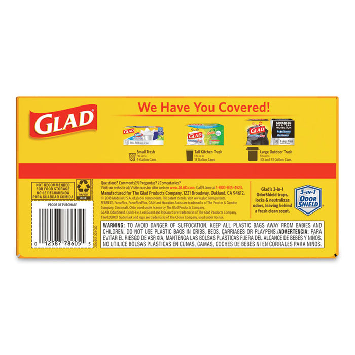 OdorShield Tall Kitchen Drawstring Bags, 13 gal, 0.95 mil, 24" x 27.38", White, 240/Carton