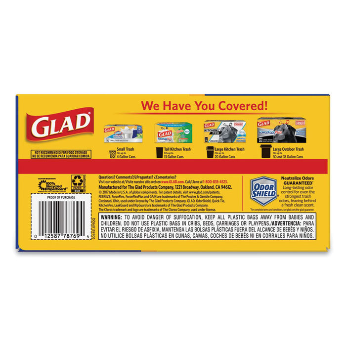 OdorShield Tall Kitchen Drawstring Bags, 13 gal, 0.95 mil, 24" x 27.38", White, 80/Box