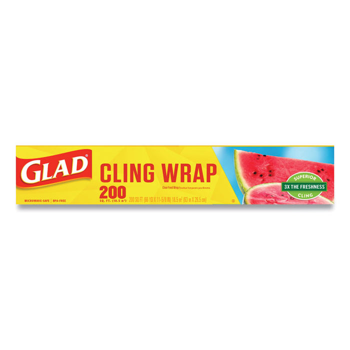 ClingWrap Plastic Wrap, 200 Square Foot Roll, Clear, 12/Carton