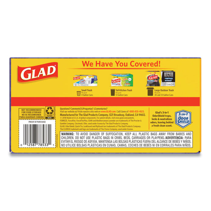 OdorShield Tall Kitchen Drawstring Bags, 13 gal, 0.95 mil, 24" x 27.38", White, 80/Box