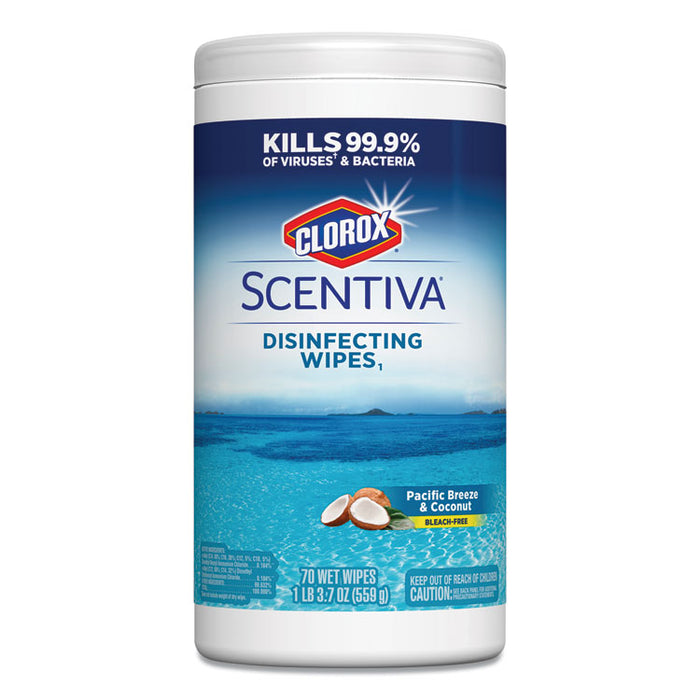 Disinfecting Wipes, Pacific Breeze & Coconut,  8" x 7", 70 Wipes/Can, 6 Cans/CT