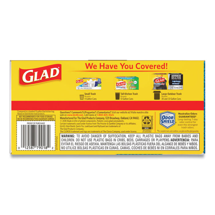 ForceFlexPlus OdorShield Tall Kitchen Drawstring Trash Bags, 13 gal, 0.96 mil, 24" x 28", White, 168/Carton