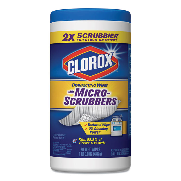 Disinfecting Wipes with Micro-Scrubbers, Crisp Lemon, 7 x 8, 70/Canister, 6/CT