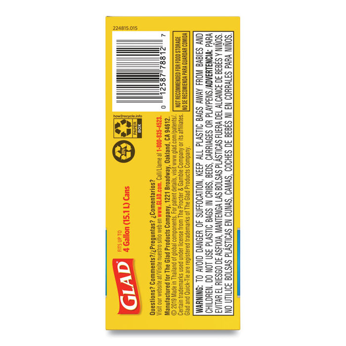 OdorShield Quick-Tie Small Trash Bags, 4 gal, 0.5 mil, 8" x 18", White, 156/Carton