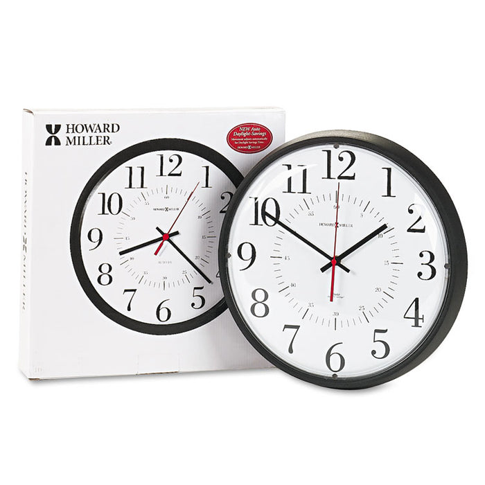 Alton Auto Daylight Savings Wall Clock, 14" Overall Diameter, Black Case, 1 AA (sold separately)