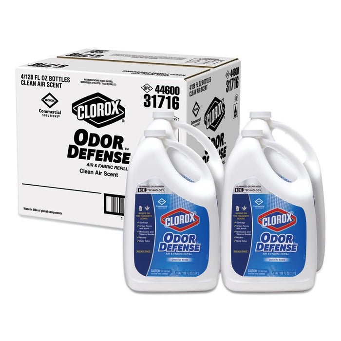 Commercial Solutions Odor Defense Air/Fabric Spray, Clean Air, 1 gal Bottle, 4/Carton