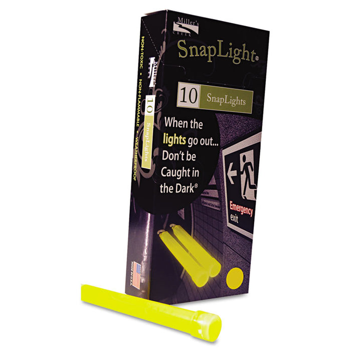 Snaplights, 6"l x 3/4"w, Yellow, 10/Box