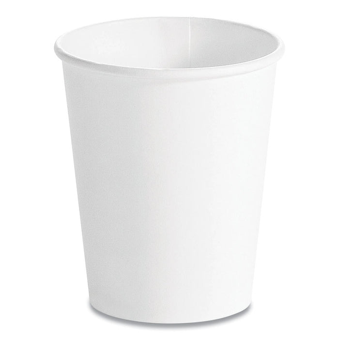 Single Wall Hot Cups 8 oz, White, 1,000/Carton