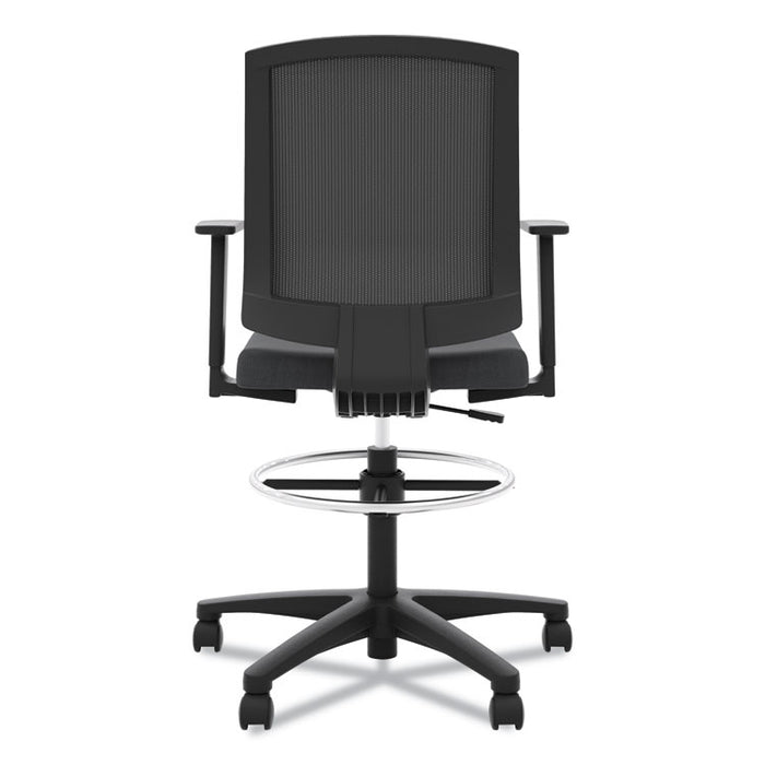 VL515 Mid-Back Mesh Task Stool with Fixed Arms, Supports up to 250 lbs., Black Seat/Black Back, Black Base