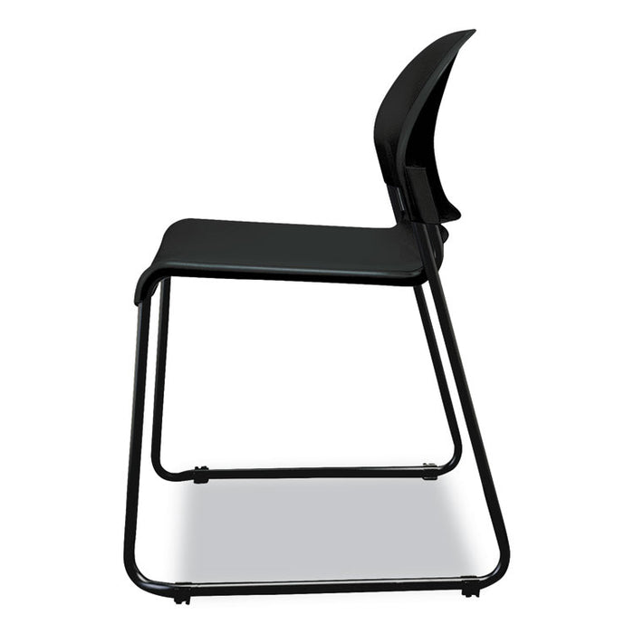 GuestStacker High Density Chairs, Supports Up to 300 lb, Onyx Seat/Back, Black Base, 4/Carton