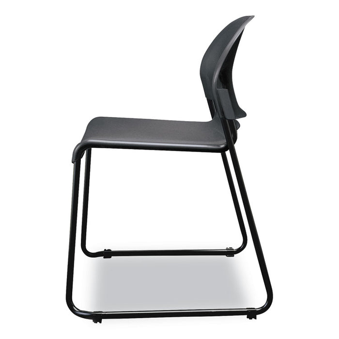 GuestStacker High Density Chairs, Supports Up to 300 lb, Lava Seat/Back, Black Base, 4/Carton