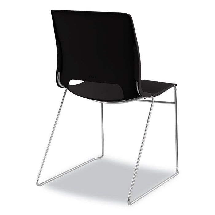 Motivate High-Density Stacking Chair, Supports Up to 300 lb, Onyx Seat, Black Back, Chrome Base, 4/Carton