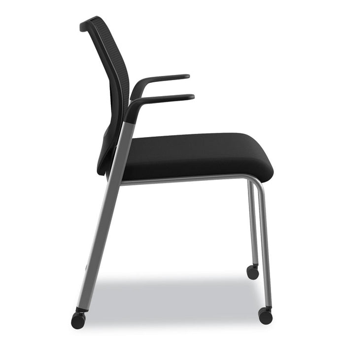 Nucleus Series Multipurpose Stacking Chair, ilira-Stretch M4 Back, Supports Up to 300 lb, Black Seat/Back, Platinum Base