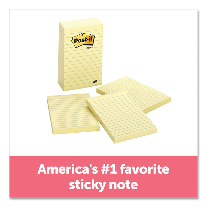 Original Pads in Canary Yellow, Lined, 4 x 6, 100-Sheet, 5/Pack