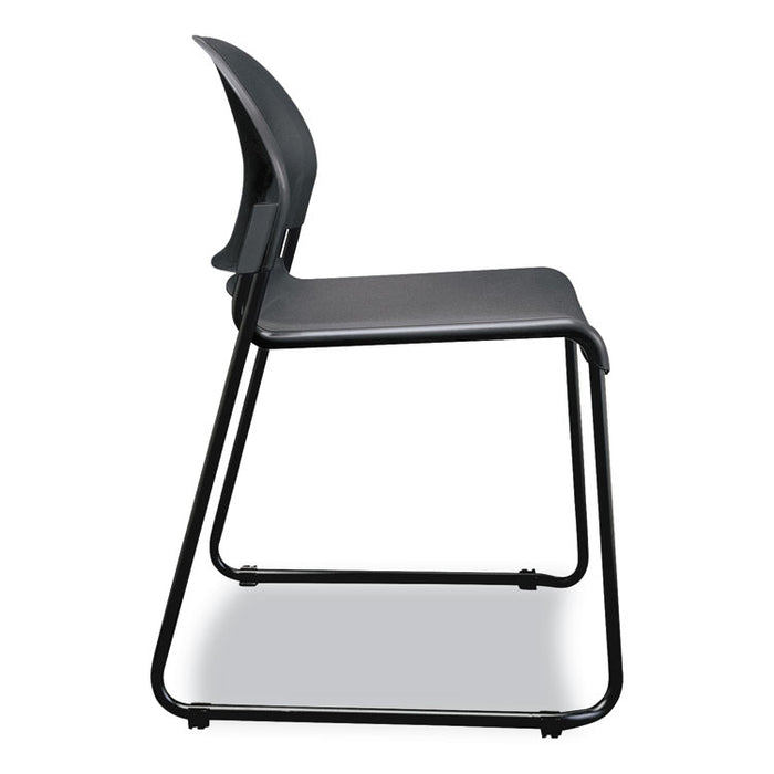 GuestStacker High Density Chairs, Supports Up to 300 lb, Lava Seat/Back, Black Base, 4/Carton