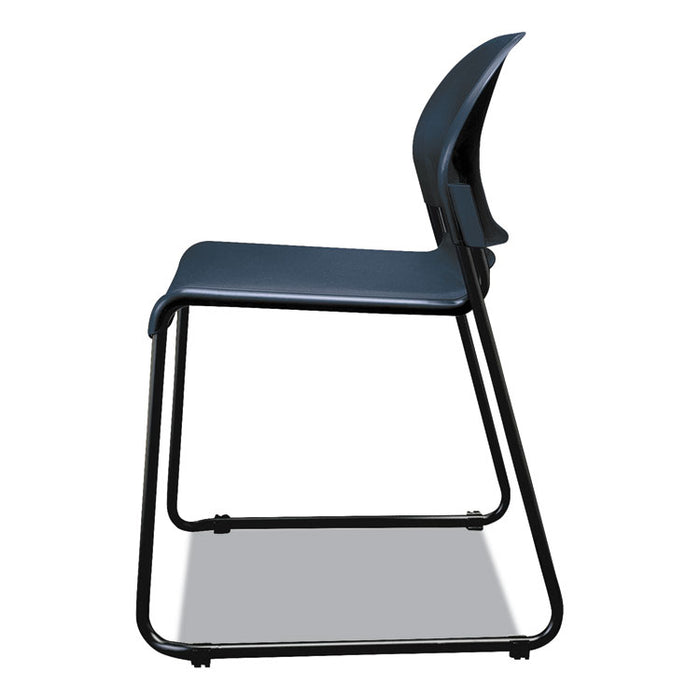 GuestStacker High Density Chairs, Supports Up to 300 lb, Regatta Seat/Back, Black Base, 4/Carton