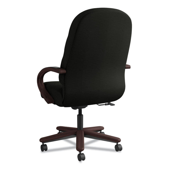 Pillow-Soft 2190 Series Executive High-Back Chair, Supports up to 300 lbs., Black Seat/Black Back, Mahogany Base