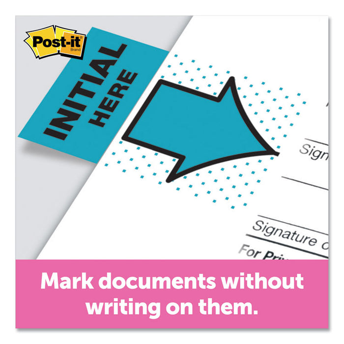 Arrow Message 1" Page Flags, "Initial Here", Blue, 2 50-Flag Dispensers/Pack