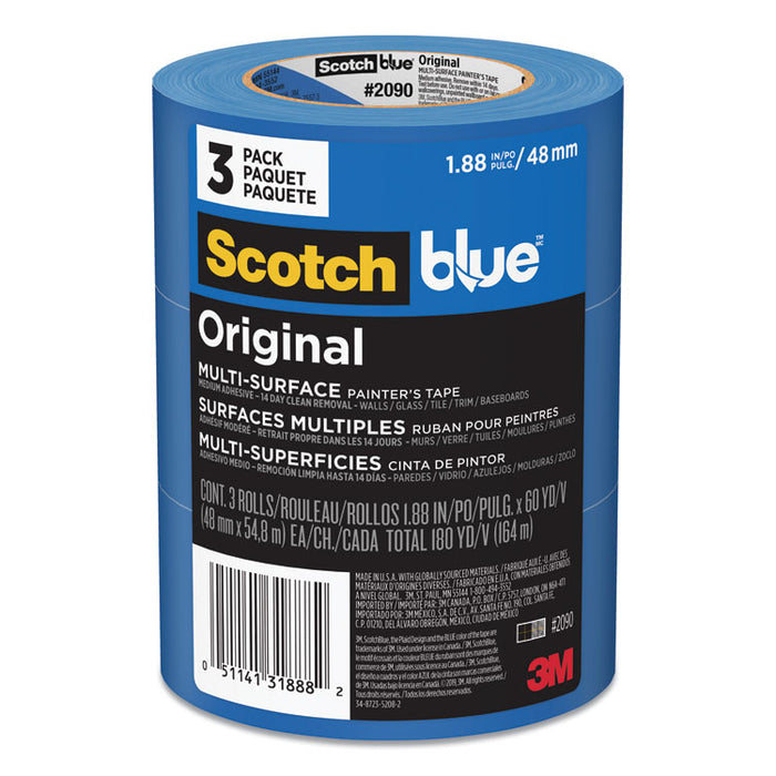 Original Multi-Surface Painter's Tape, 3" Core, 1.88" x 60 yds, Blue, 3/Pack