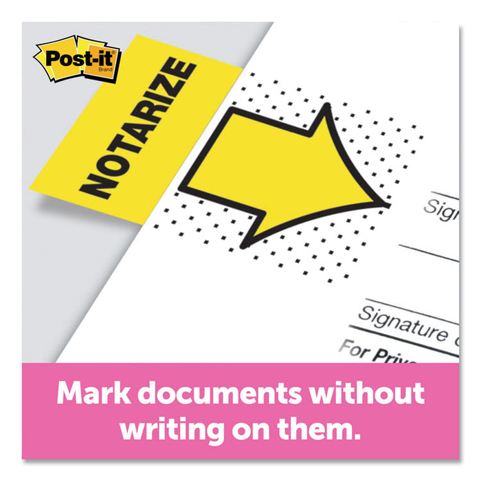 Arrow Message 1" Page Flags, "Notarize," Yellow, 2 50-Flag Dispensers/Pack