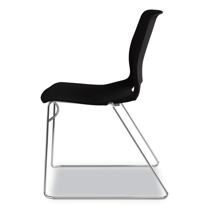 Motivate High-Density Stacking Chair, Supports Up to 300 lb, Onyx Seat, Black Back, Chrome Base, 4/Carton