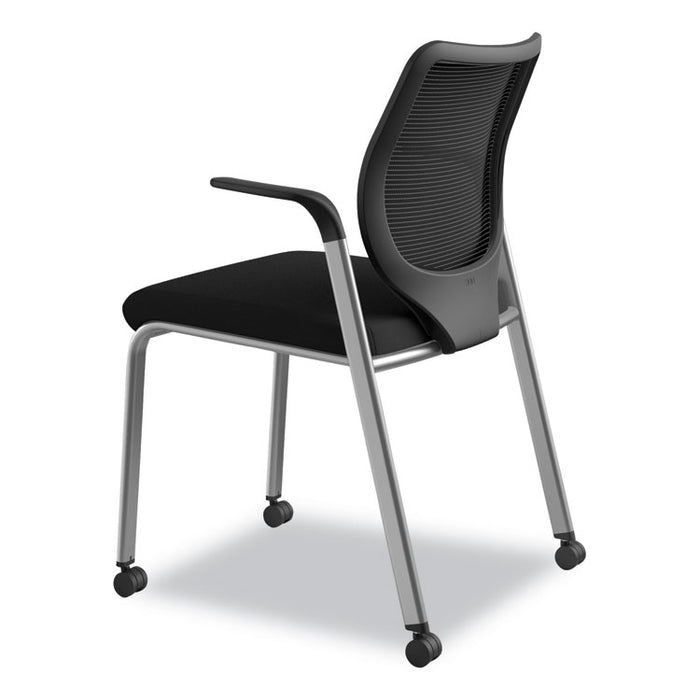 Nucleus Series Multipurpose Stacking Chair, ilira-Stretch M4 Back, Supports Up to 300 lb, Black Seat/Back, Platinum Base