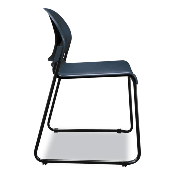 GuestStacker High Density Chairs, Supports Up to 300 lb, Regatta Seat/Back, Black Base, 4/Carton