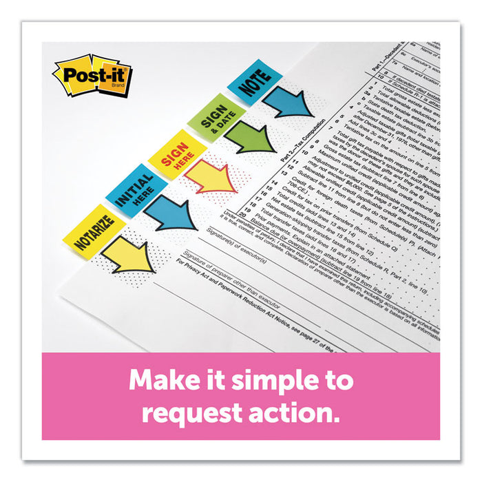 Arrow Message 1" Page Flags, Sign Here, Yellow, 50 Flags/Dispenser, 12 Dispensers/Pack