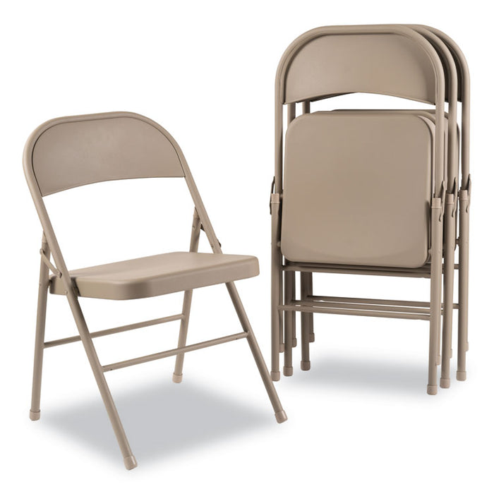 Steel Folding Chair, Tan Seat/Tan Back, Tan Base, 4/Carton