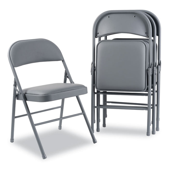 Steel Folding Chair, Light Gray Seat/Light Gray Back, Light Gray Base, 4/Carton