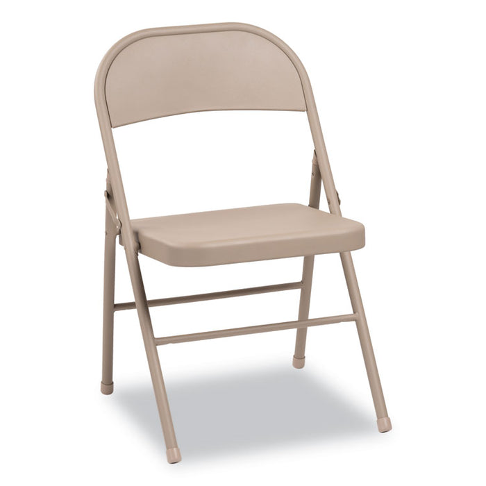 Steel Folding Chair, Tan Seat/Tan Back, Tan Base, 4/Carton
