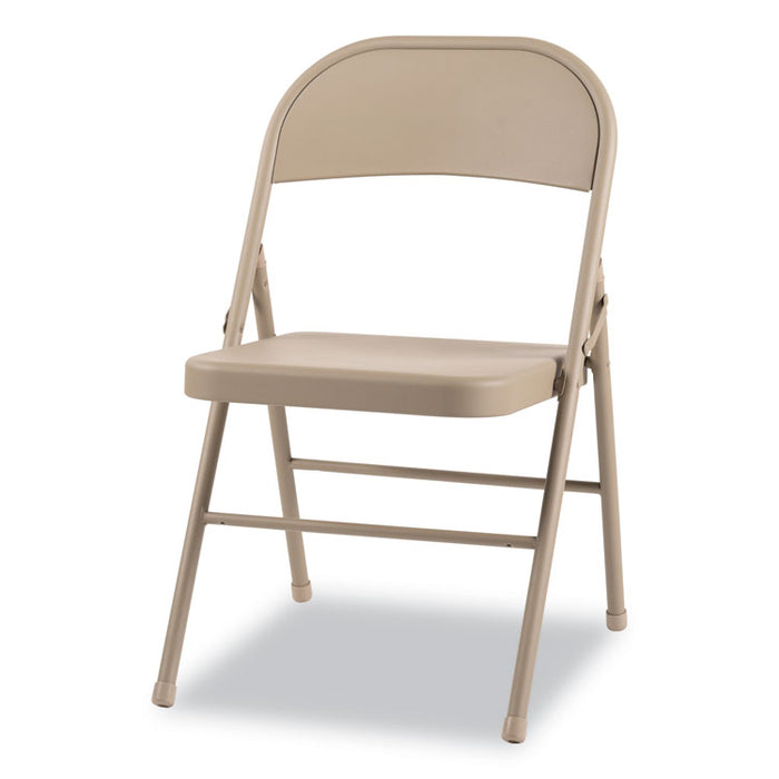 Steel Folding Chair, Tan Seat/Tan Back, Tan Base, 4/Carton