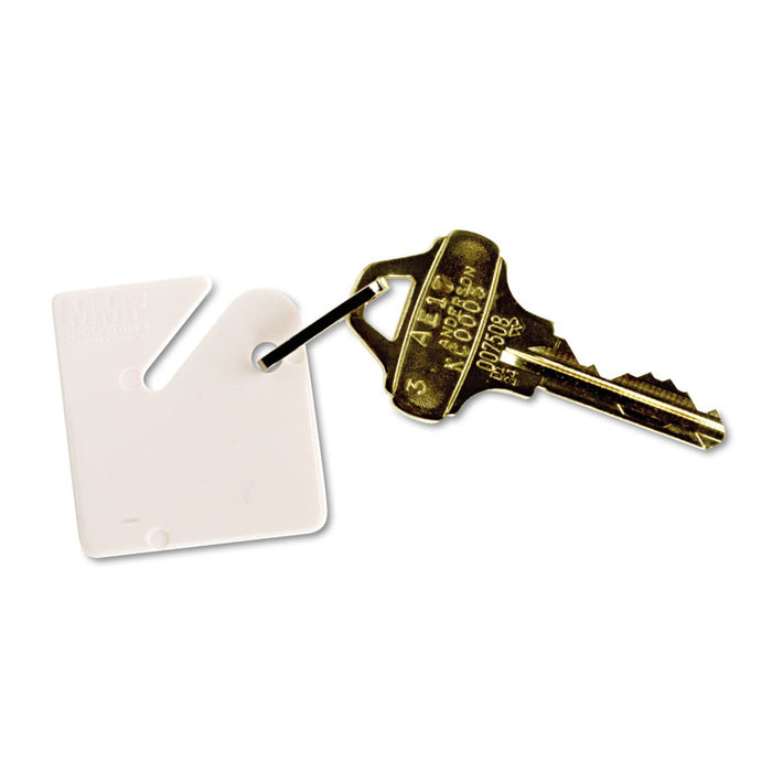 Numbered Slotted Rack Key Tags, Plastic, 1 1/2 x 1 1/2, White, 20/Pack