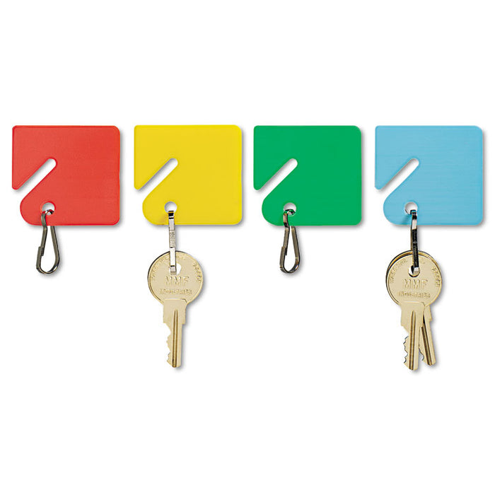 Slotted Rack Key Tags, Plastic, 1 1/2 x 1 1/2, Assorted, 20/Pack