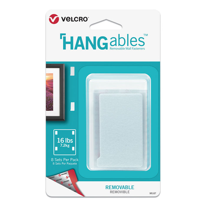 HANGables Removable Wall Fasteners, 1.75" x 3", White, 8/Pack