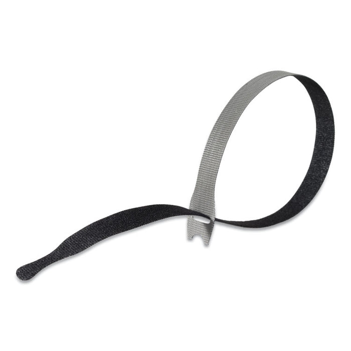 ONE-WRAP Pre-Cut Thin Ties, 0.5" x 15", Black/Gray, 30/Pack