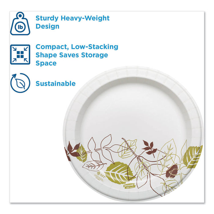 Pathways Soak Proof Shield Heavyweight Paper Plates, WiseSize, 8.5" dia, Green/Burgundy, 500/Carton