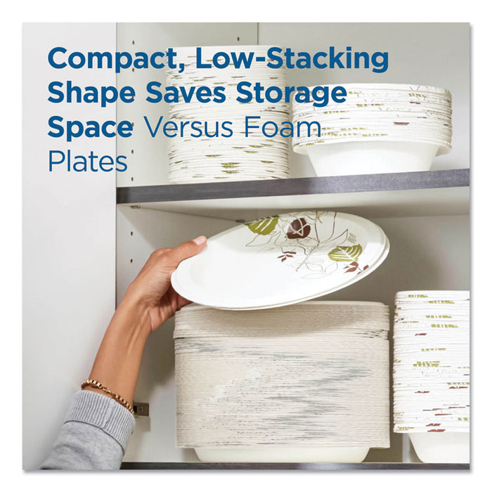 Pathways Soak Proof Shield Heavyweight Paper Plates, WiseSize, 8.5" dia, Green/Burgundy, 500/Carton