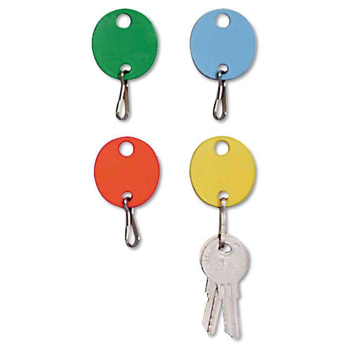 Oval Snap-Hook Key Tags, Plastic, 1 1/2 x 1 1/2, Assorted, 20/Pack