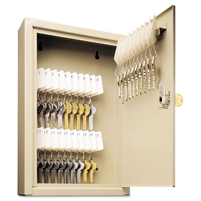 Uni-Tag Key Cabinet, 30-Key, Steel, Sand, 8 x 2 5/8 x 12 1/8