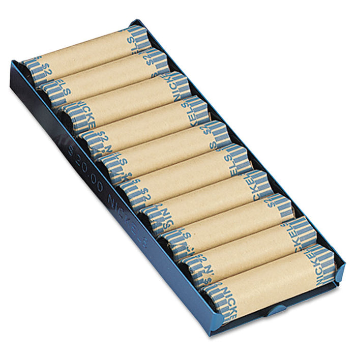 Rolled Coin Aluminum Tray w/Denomination & Quantity Etched on Side, Blue