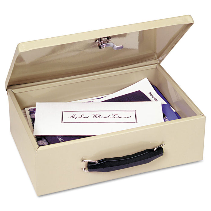 Heavy-Duty Steel Fire-Retardant Security Cash Box, Key Lock, Sand