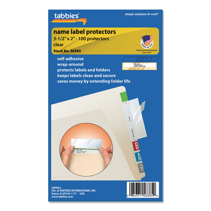 Self-Adhesive Label/File Folder Protector, Top Tab, 3 1/2 x 2, Clear, 500/Box