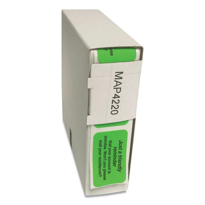 Billing Collection Labels, Friendly Reminder, 0.88 x 1.5, Green, 250/Roll